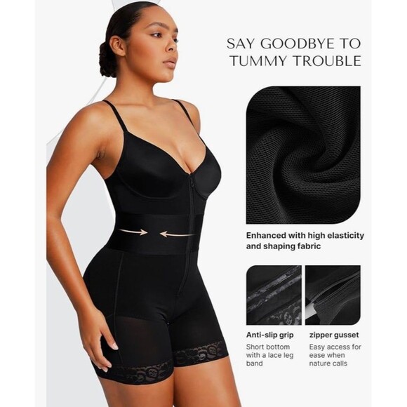 SHAPELLX Women's Bodysuit Tummy Control Bum Lifting Deep V Neck Body Shaper 6XL - Picture 2 of 11